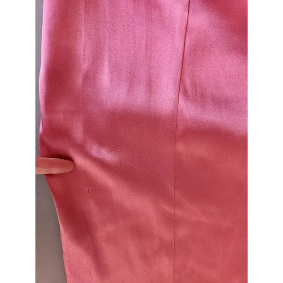 Defect Maeve Square-Neck Satin Stretch Midi Dress size L Rose Pink 9B402 - Picture 7 of 16